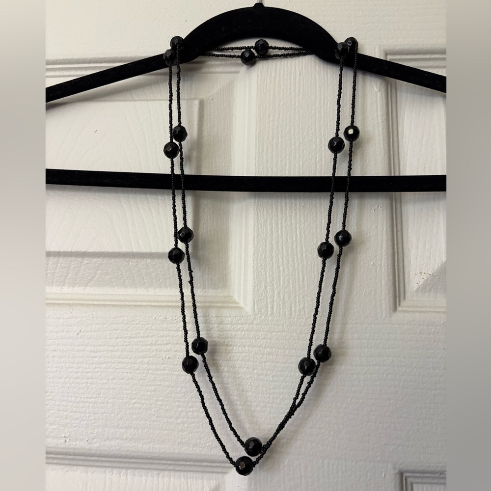 Elegant Black Beaded Necklace